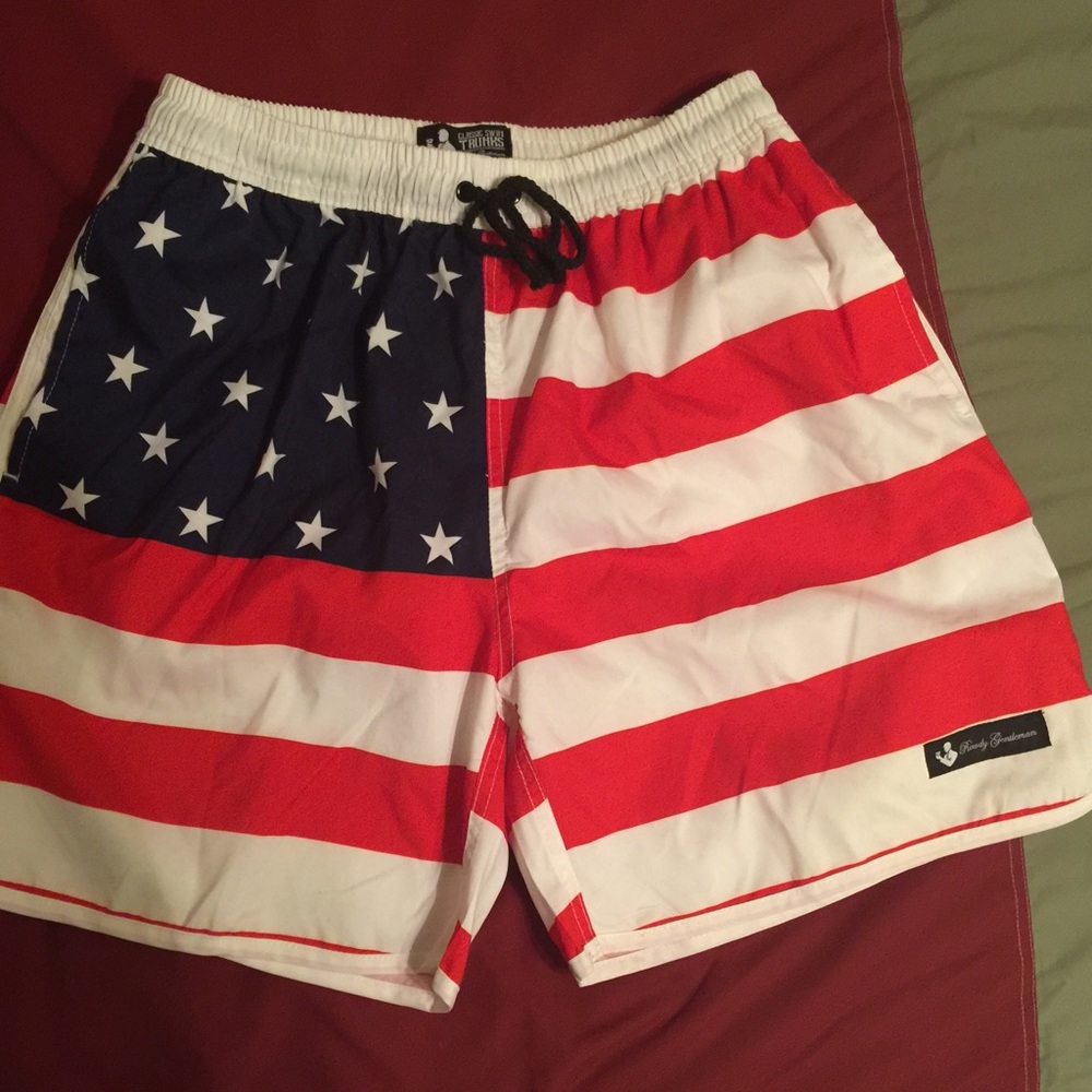 Rowdy Gentleman American Flag Swim Trunks