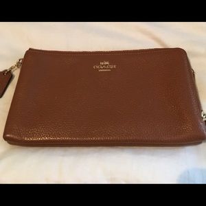 Coach Cognac Leather Double-zip Wallet