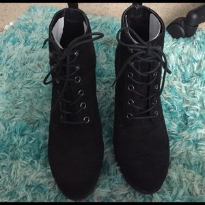 Black wedge booties