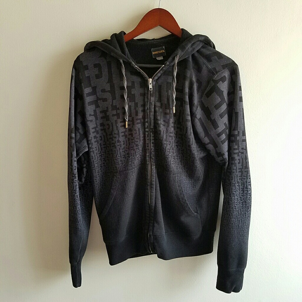 Black Patterned Diesel Hoodie