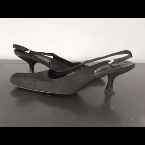 Prada square toe fabric sling backs