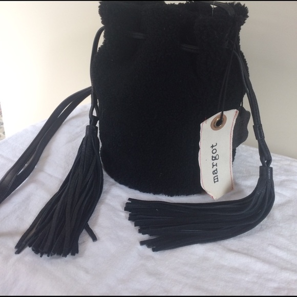 Margot Handbags - New Black Margot Sherpa & Leather Bucket Bag