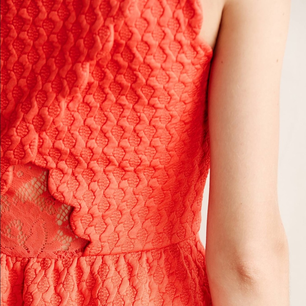 Anthropologie Maeve Caye Scalloped Dress In Coral - Picture 2 of 4
