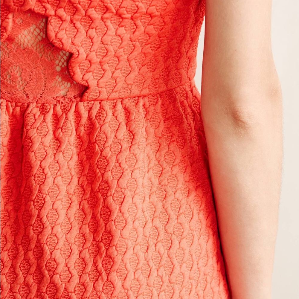 Anthropologie Maeve Caye Scalloped Dress In Coral - Picture 3 of 4
