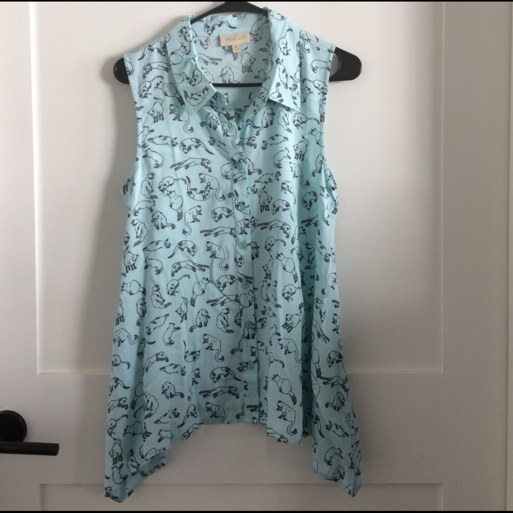 NWOT ModCloth Button-down Cat Print Tank Top