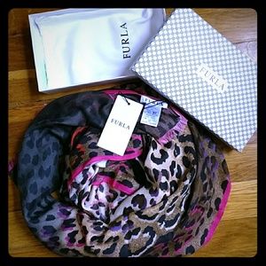 FURLA leopard print lightweight scarf brand new