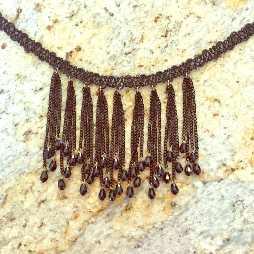 Natasha Black Teardrop Choker