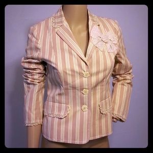 Moschino Cheap And Chic Floral Stripe Lace Blazer