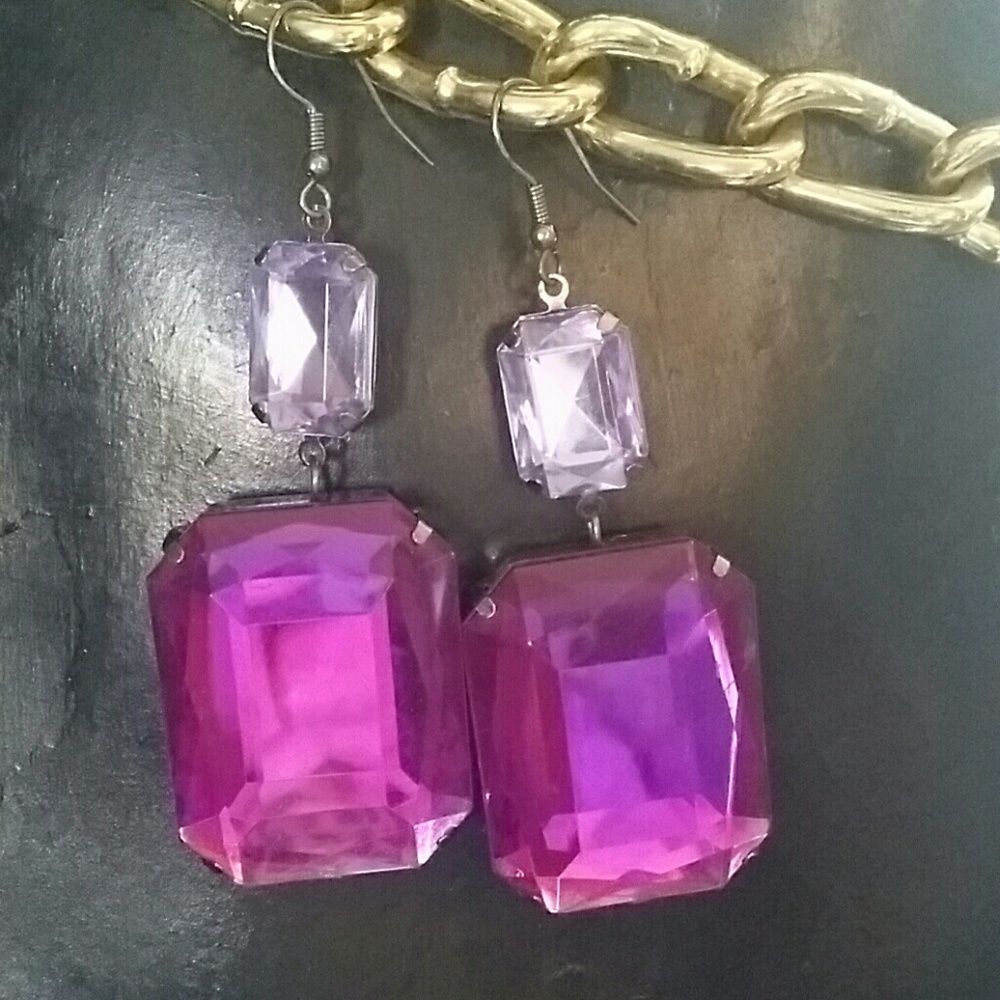 Bright purple gemstone earrings