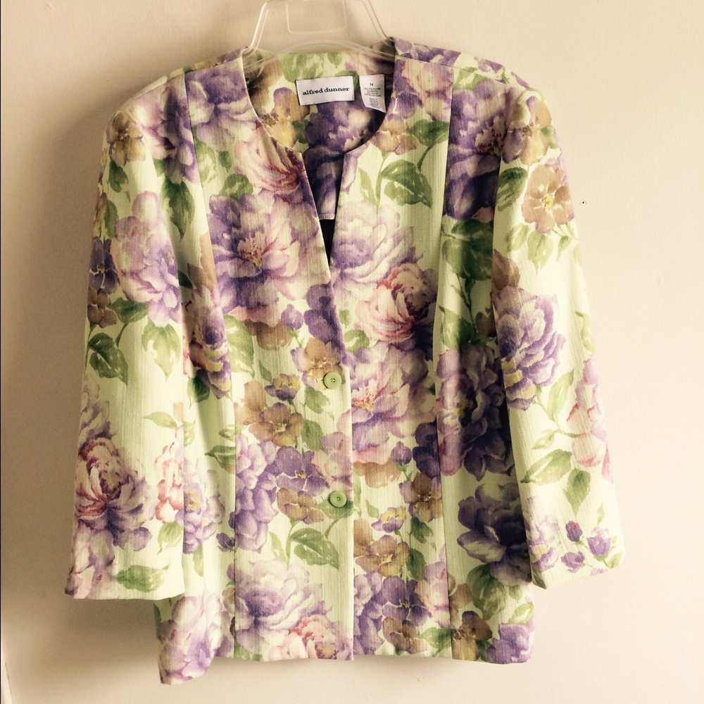 ALFRED DUNNER Light Weight Blazer Sz 14 Pastels