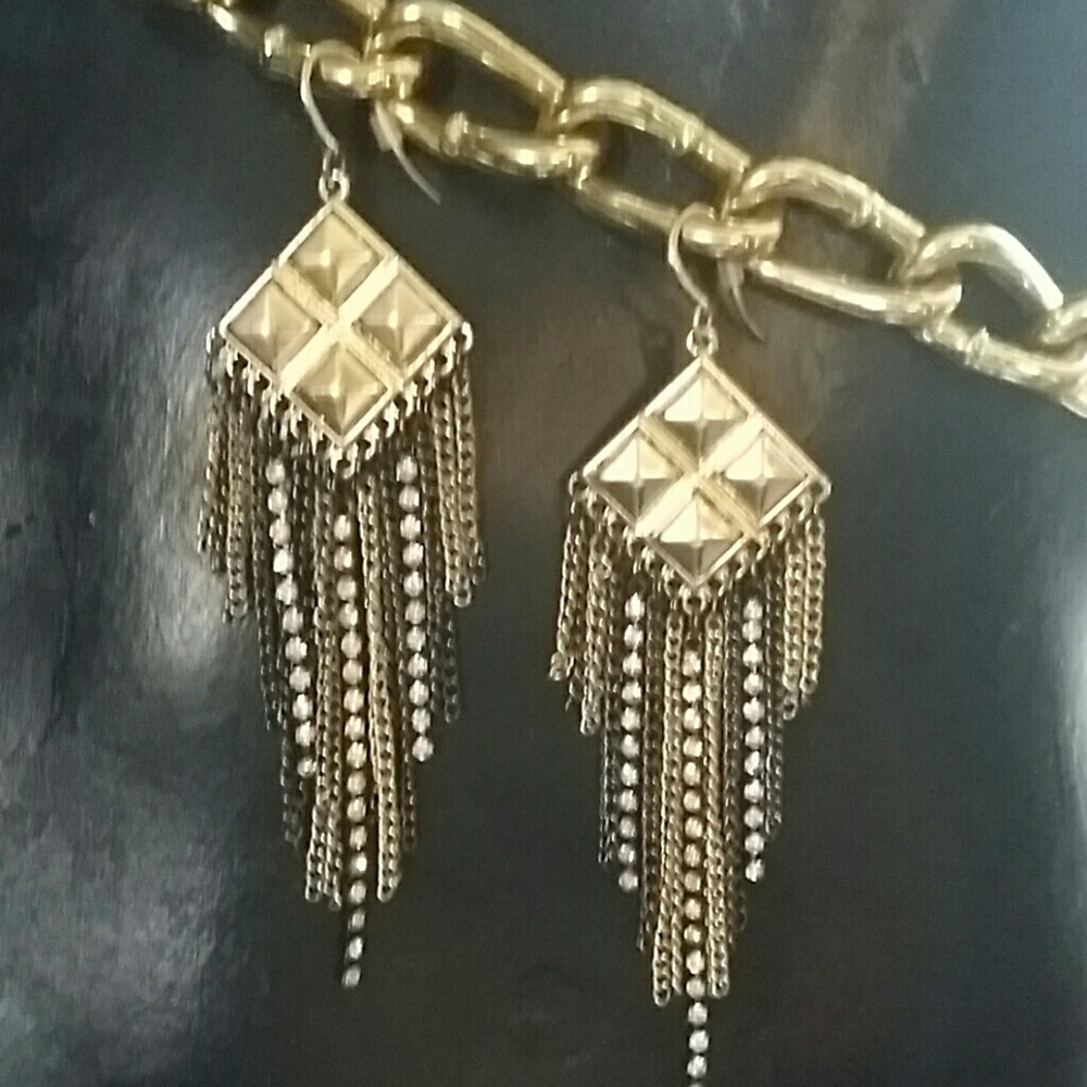 Gold studded dangling earrings