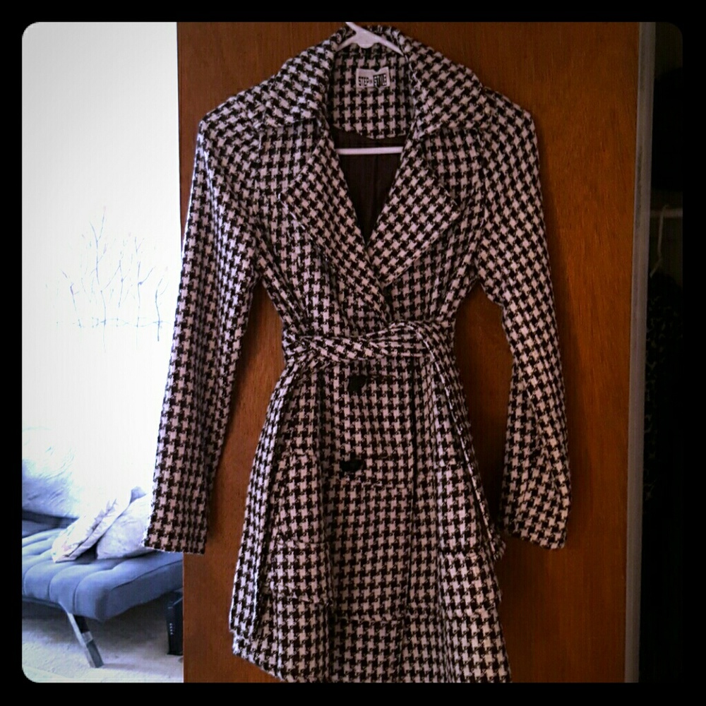 Cute houndstooth trench jacket