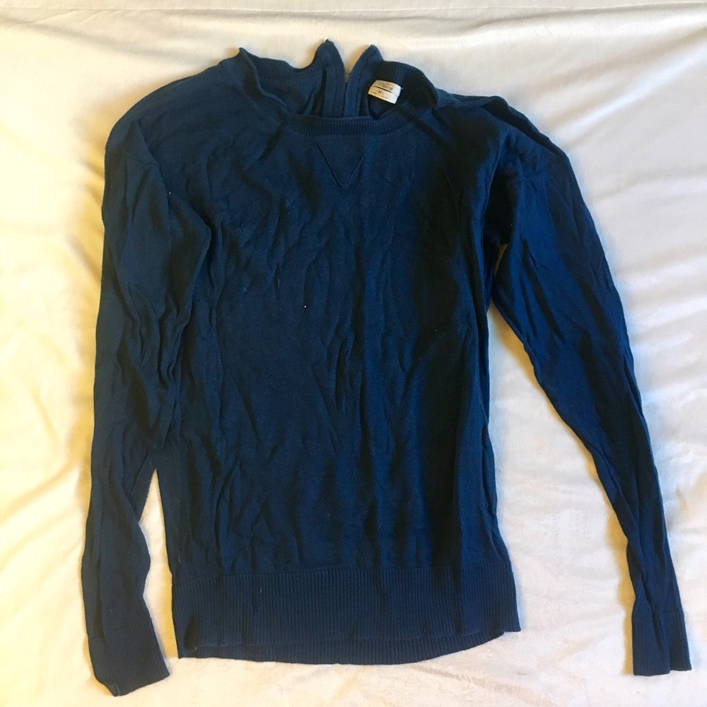 Blue Madewell Sweater with Zipper on Back, Medium