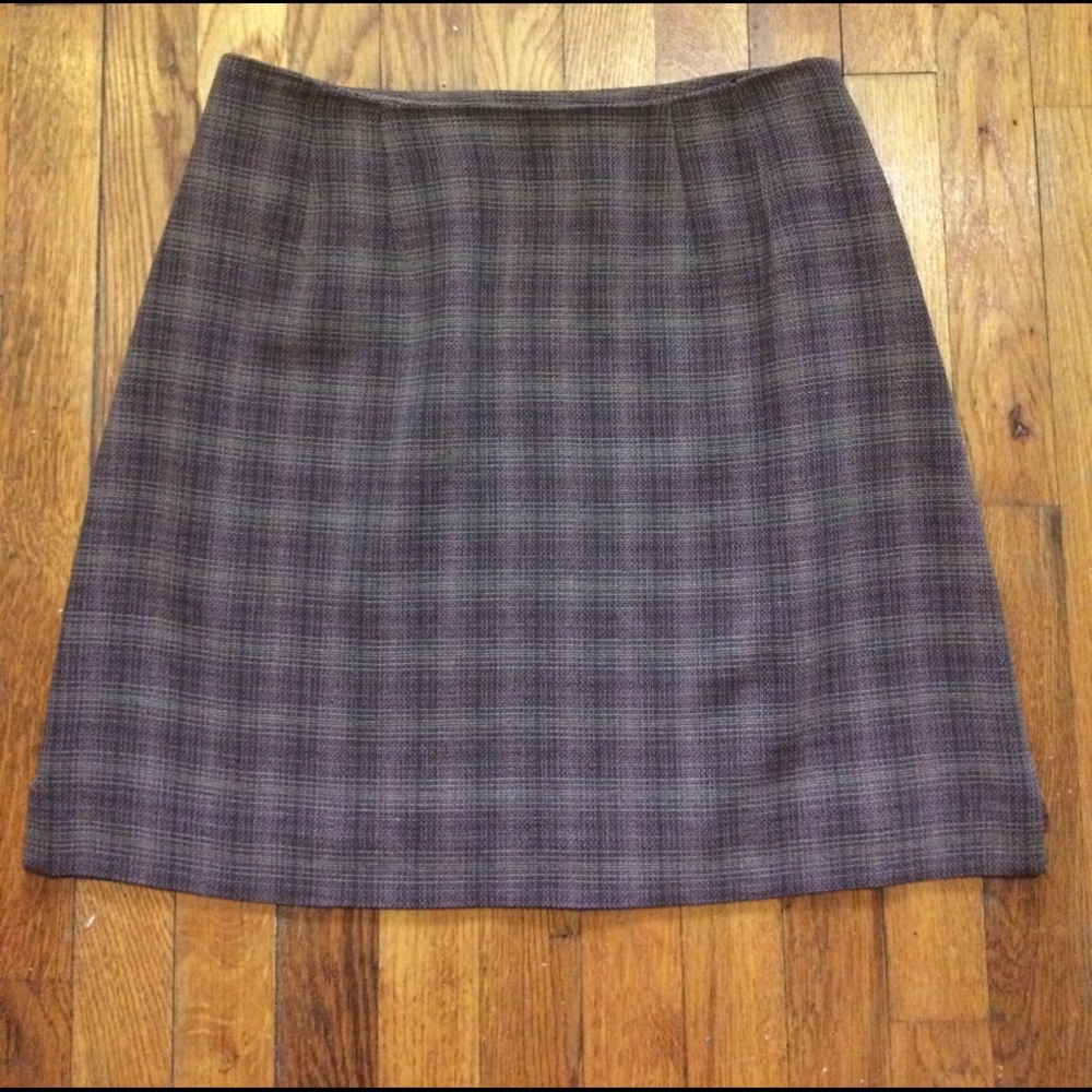 Tahari Skirt Size 12 Womens Brown Plaid