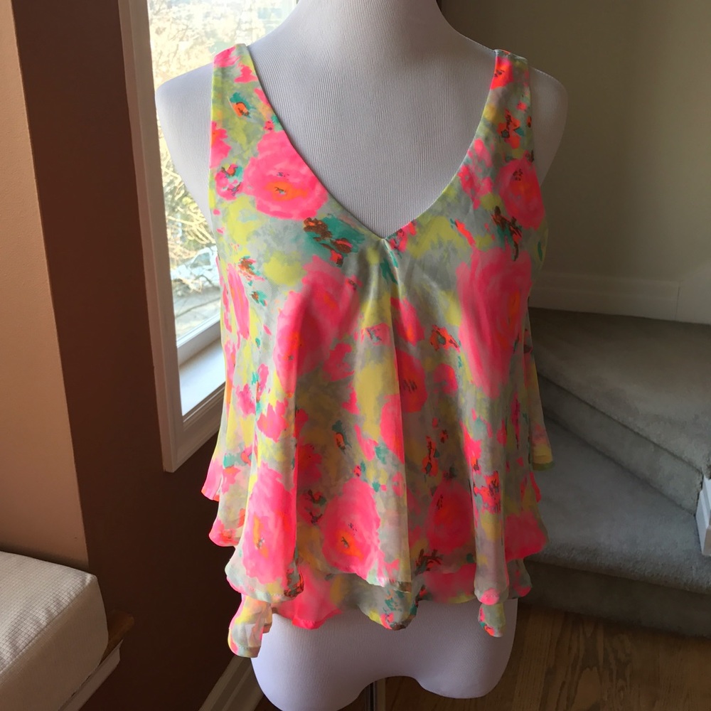 Lush flowy top with criss cross back