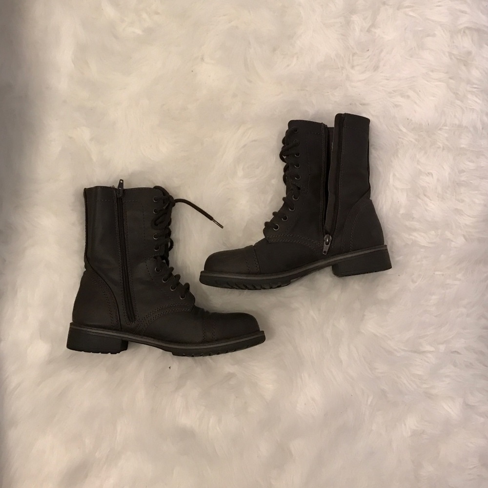 Brown combat boots