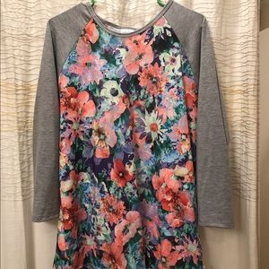LulaRoe Floral Print Randy Baseball Tee
