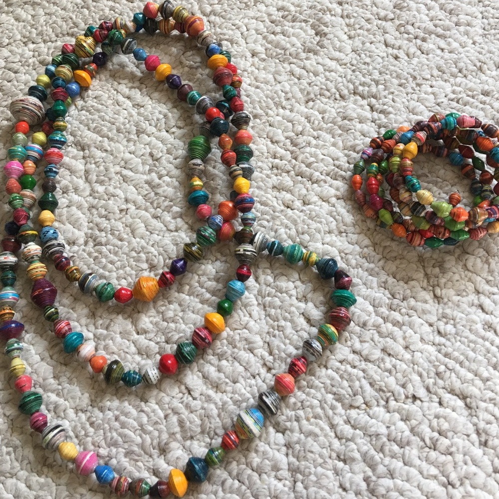 Noonday paper beads bracelet and necklace