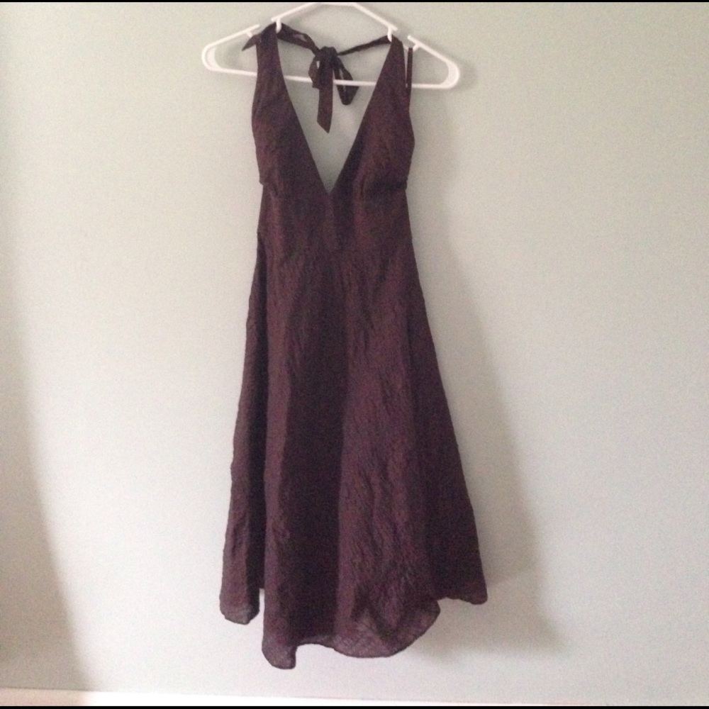 J.Crew embossed brown halter dress. Size 0
