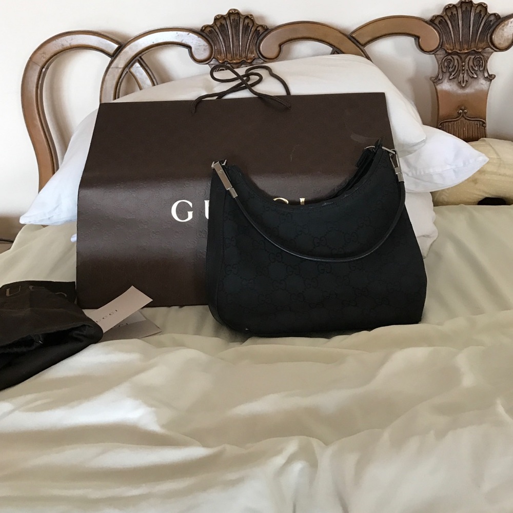 Gucci black canvas Hobo bag. 100% Authentic.