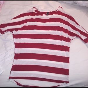 Red & White High/Low Slouchy Top