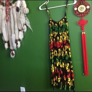 Rasta-colored dress.