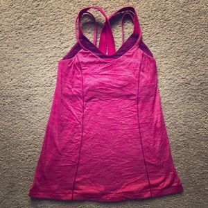 Pink lululemon tank top with built in sports bra