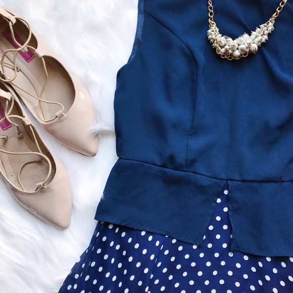 Zara Dresses - Blue Polka Dot Dress🎀 Zara Dresses - Blue Polka Dot Dress🎀