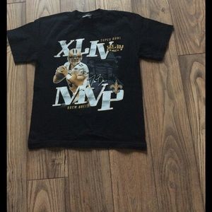 Black Super Bowl tee shirt featuring Drew Brees