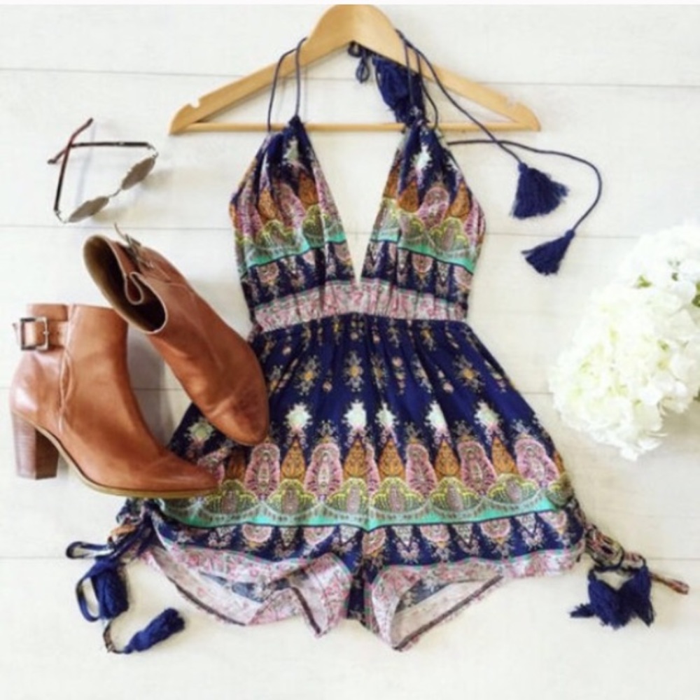 Boho gypsy floral romper