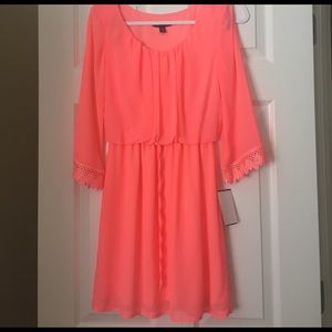 Neon pink long sleeve dress