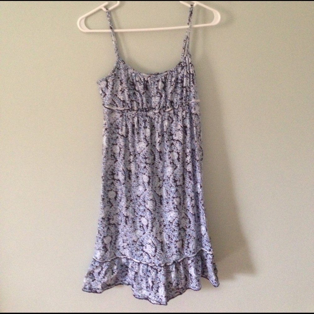 Loft spaghetti strap blue patterned dress size xs