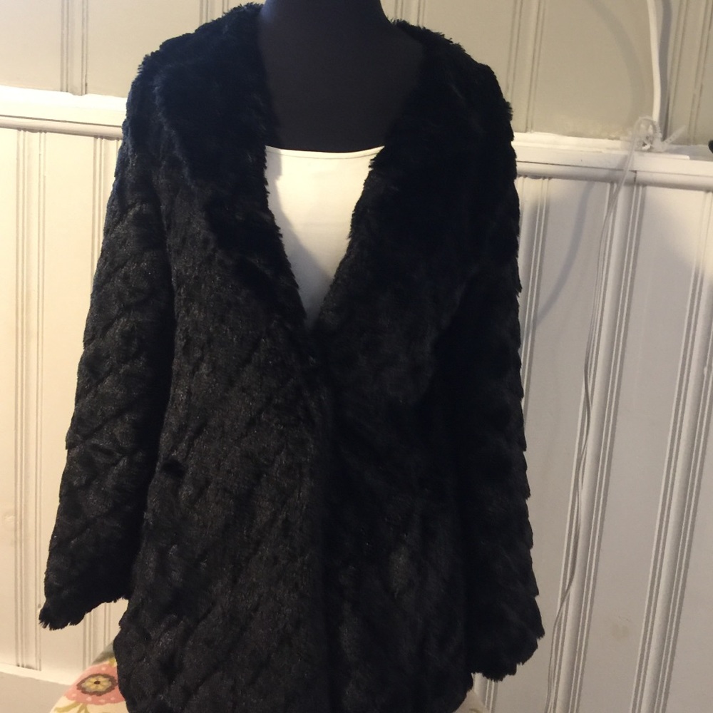 Black faux fur jacket