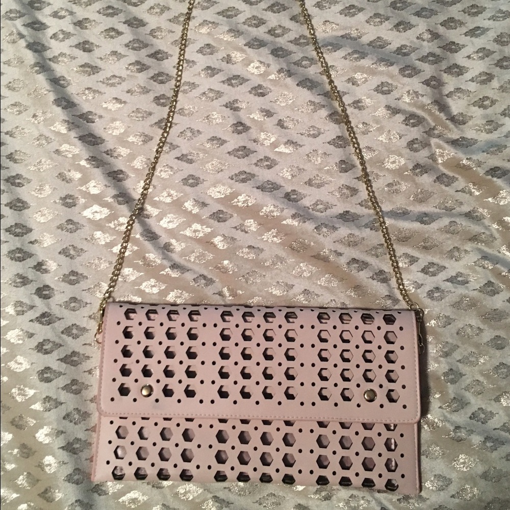 Adorable pink clutch with chain