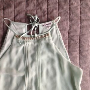 Express mint green tie back sleeveless top