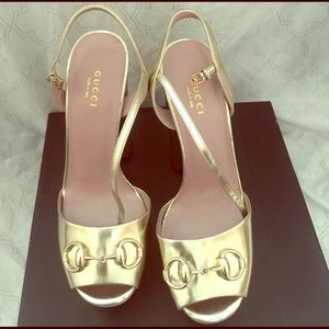 Gucci metallic platform sandal