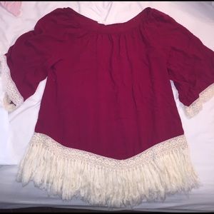 Deep Burgundy Scoop-neck Top