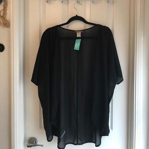 Plus Size Black Kimono