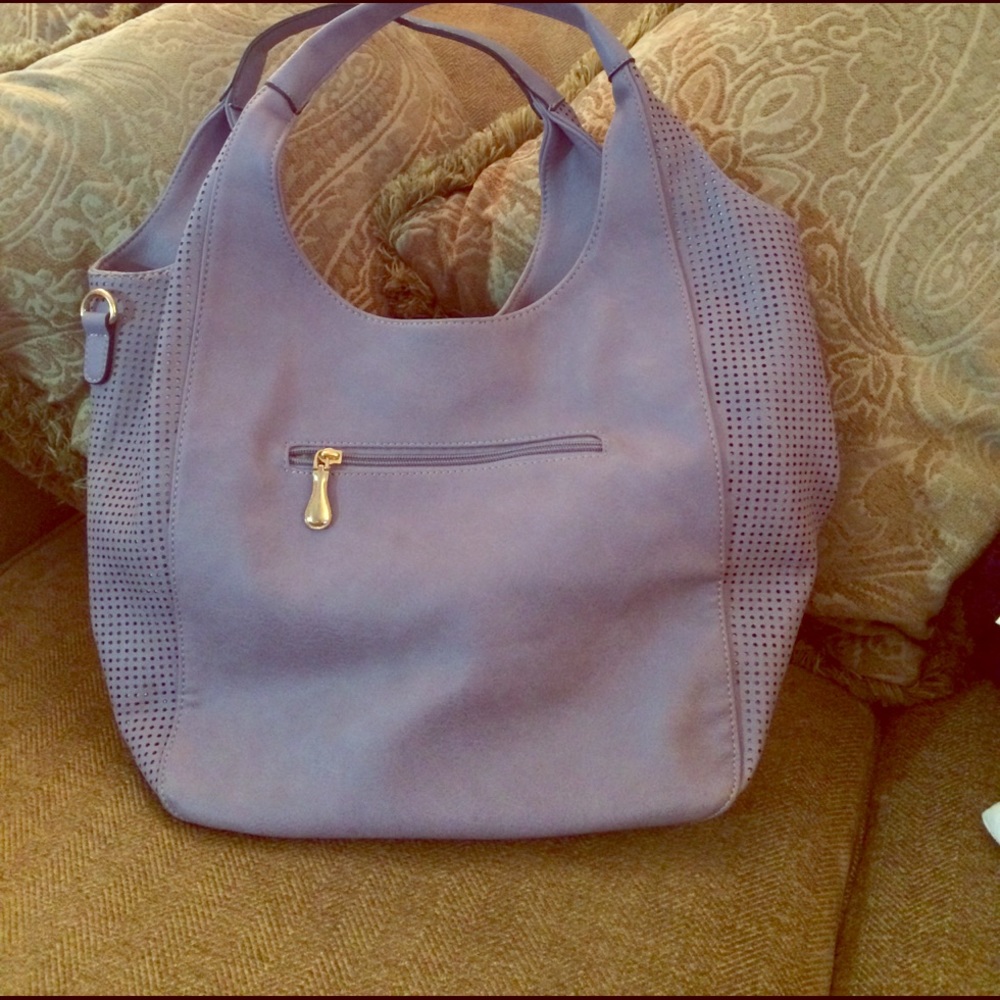 Lavender leather tote
