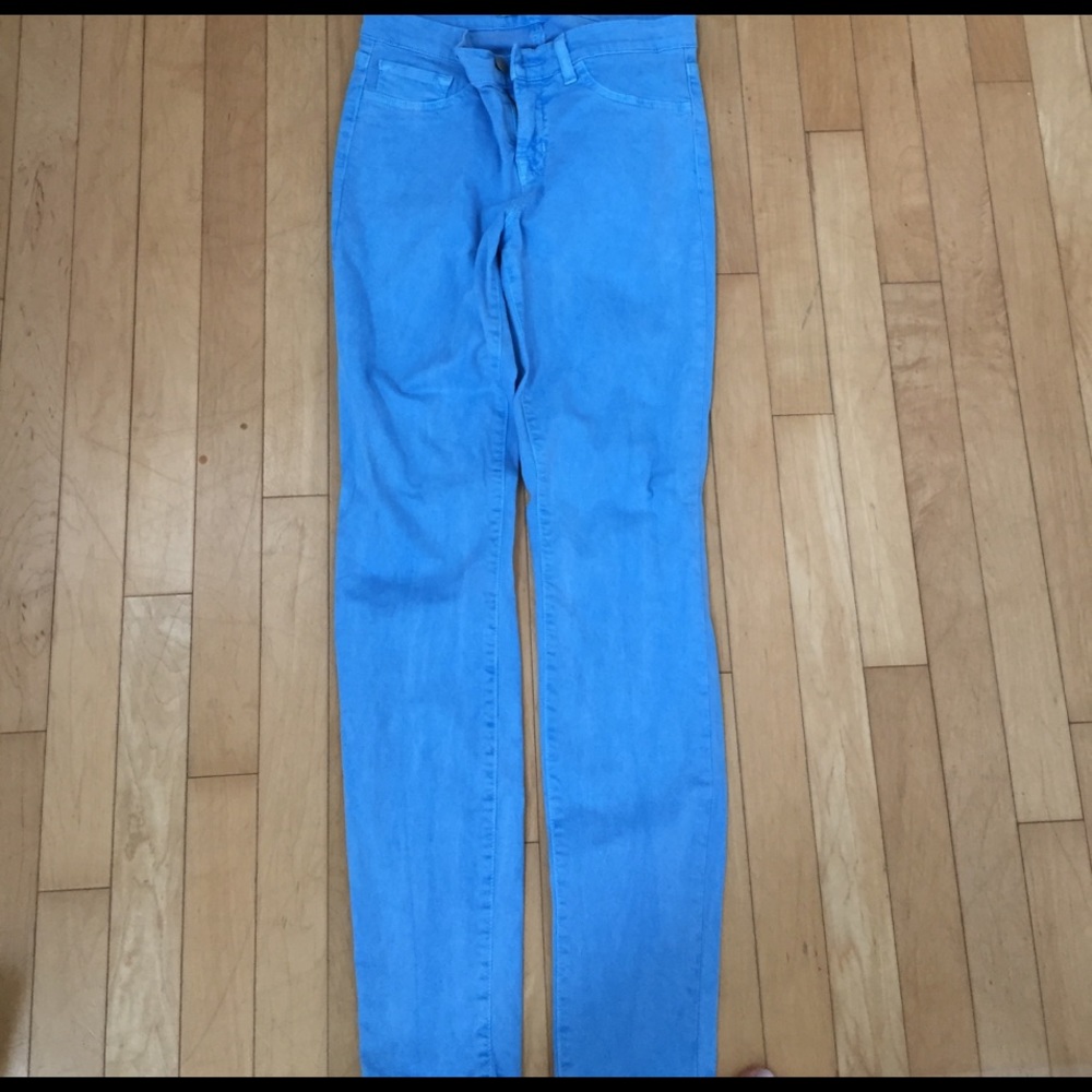 J Brand skinny neon blue jeans sz 27. Mid rise 811