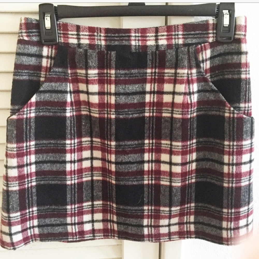 Plaid miniskirt.