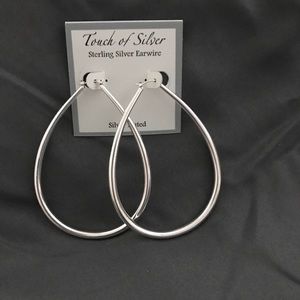 New Large Flat Hoop Earrings in Silver Plating