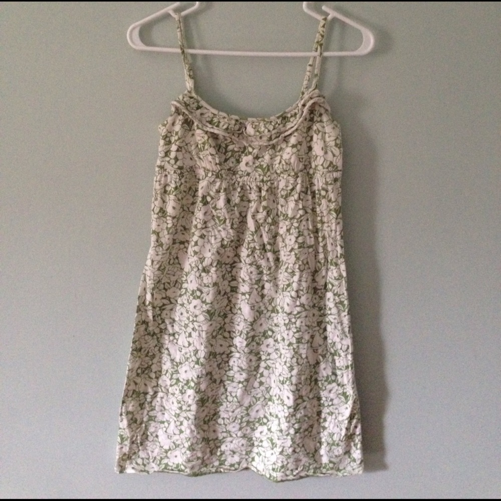 Loft XS green and white floral dress