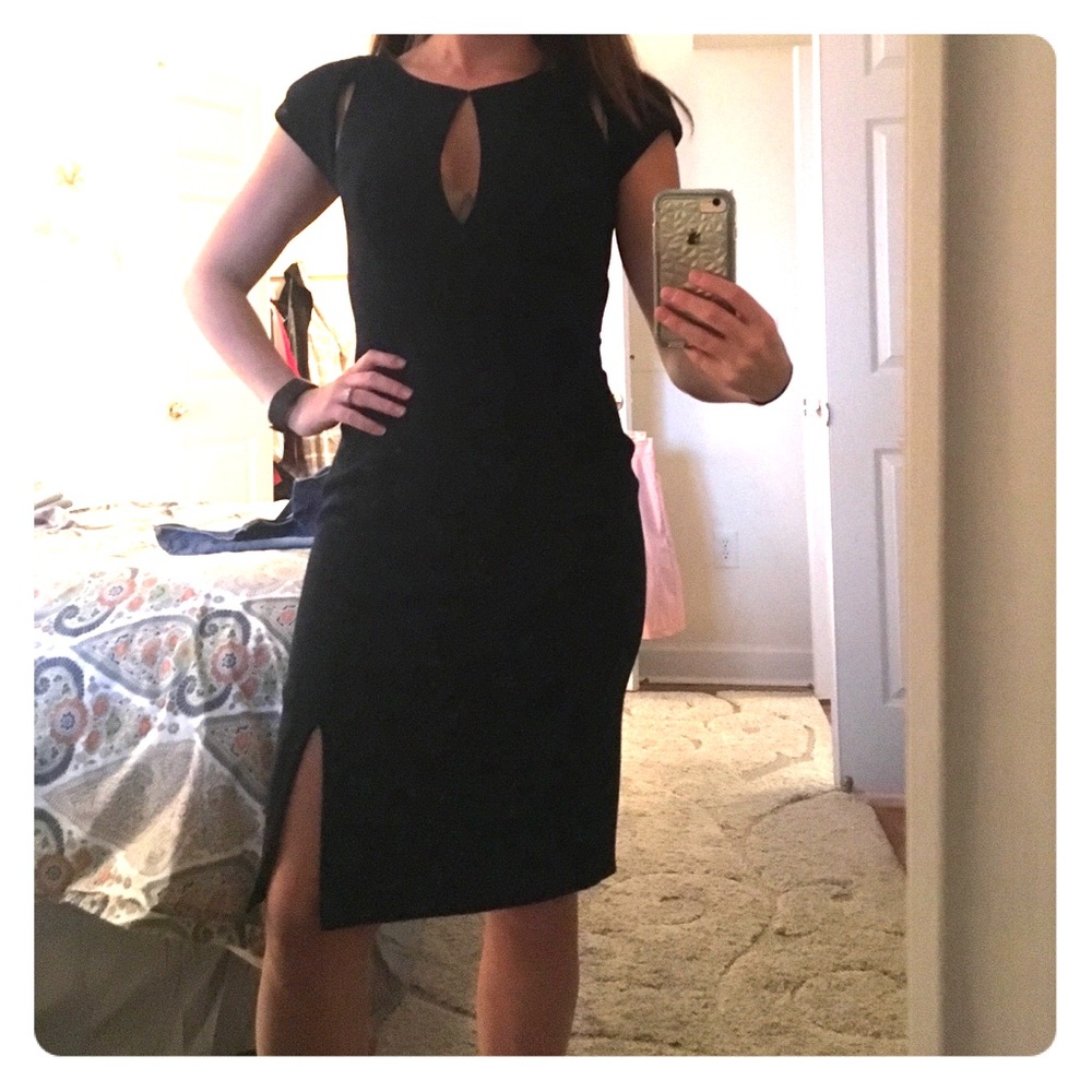 Black halo slit dress