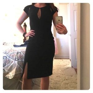 Black halo slit dress