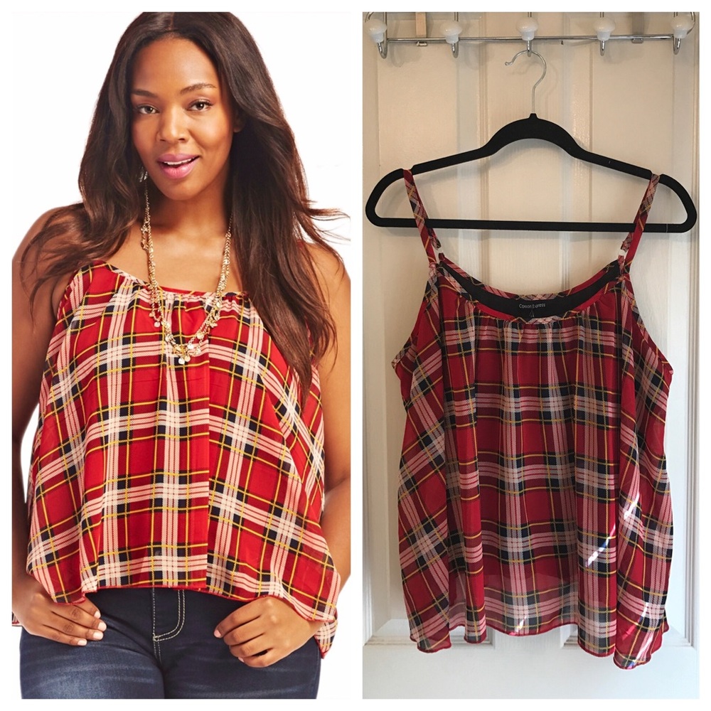 Plus Size Red Plaid Tank Top