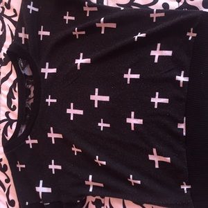 Cross Half Sleeve Sweater. Lace down back