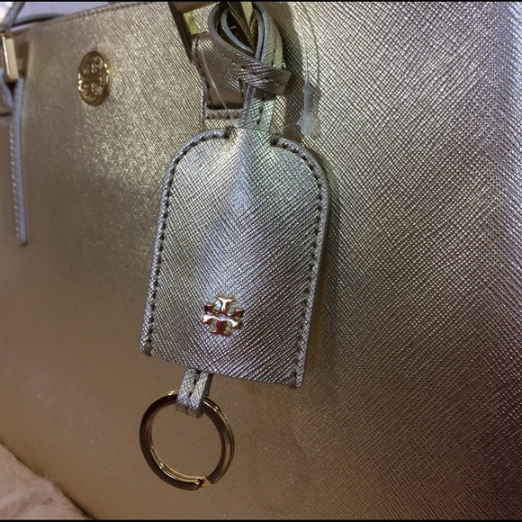 NEW Tory Burch Robinson Gold Saffiano Leather Mini Double-Zip Tote/Shoulder Bag - Picture 11 of 14