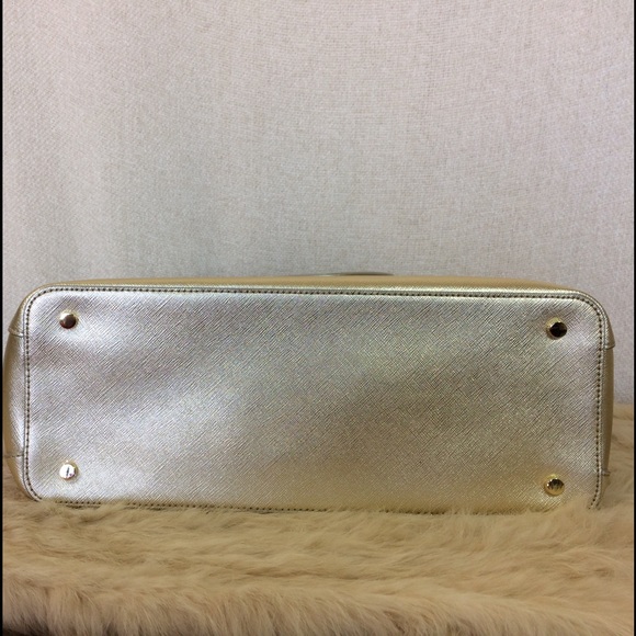 NEW Tory Burch Robinson Gold Saffiano Leather Mini Double-Zip Tote/Shoulder Bag - Picture 9 of 14