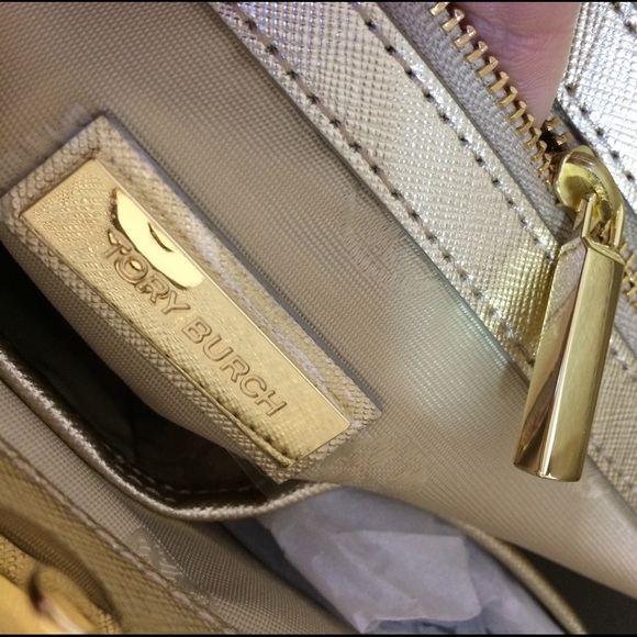 NEW Tory Burch Robinson Gold Saffiano Leather Mini Double-Zip Tote/Shoulder Bag - Picture 13 of 14